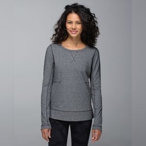 Lululemon Exhalation Pullover II Women Crewneck Gray Black Size 4 W3F58S Cozy